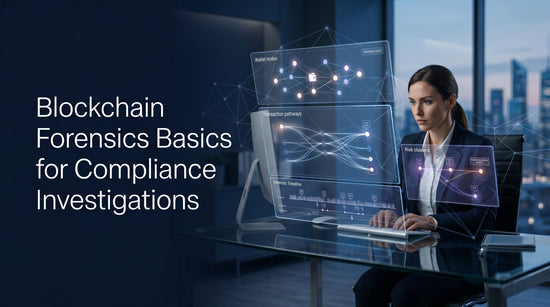 Compliance investigator using blockchain forensics tools to trace cryptocurrency transactions and analyze wallet activity.