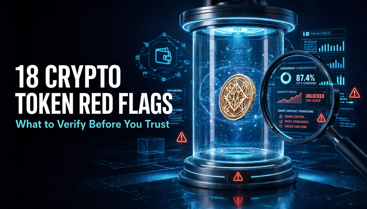 Crypto token being examined for ownership, liquidity and smart-contract red flags