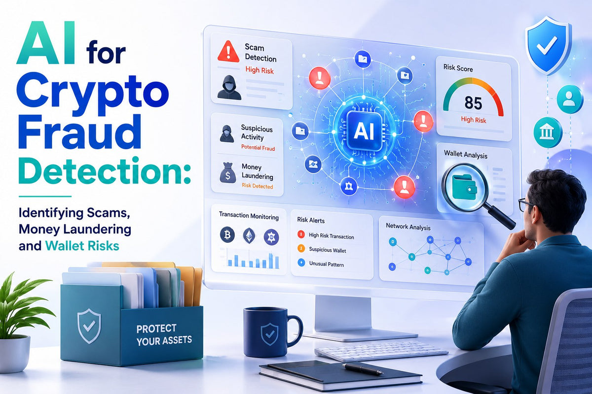 AI-powered crypto fraud dashboard showing scam alerts, wallet risk analysis,and compliance investigations.