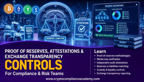 Proof of reserves, attestations and exchange transparency controls course showing crypto reserves, audit reports, balance sheet verification and digital asset custody safeguards.